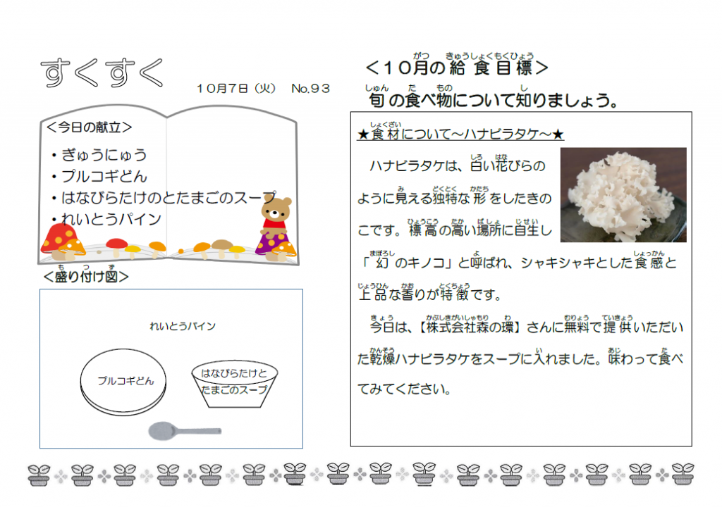 足立区給食だより_
